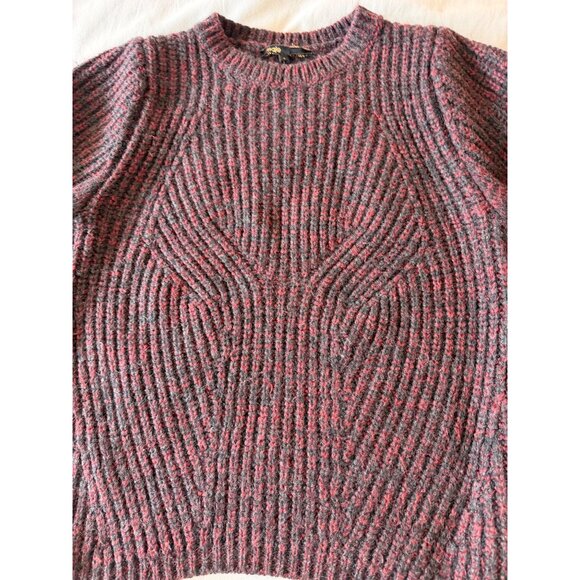 Maje Womens Sweater Size 2 Wine Color Wool Blend Long Sleeve Pullover Casual - Picture 6 of 13